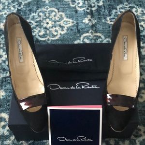 Tortoise & black suede Oscar de la Renta Pumps